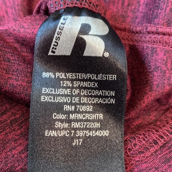 Russell Dripower 360 Longsleeve Burgandy/Black Heather. EUC Size Large. - Picture 5 of 5